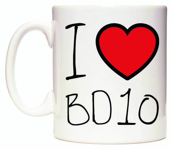 This mug features I Love BD10