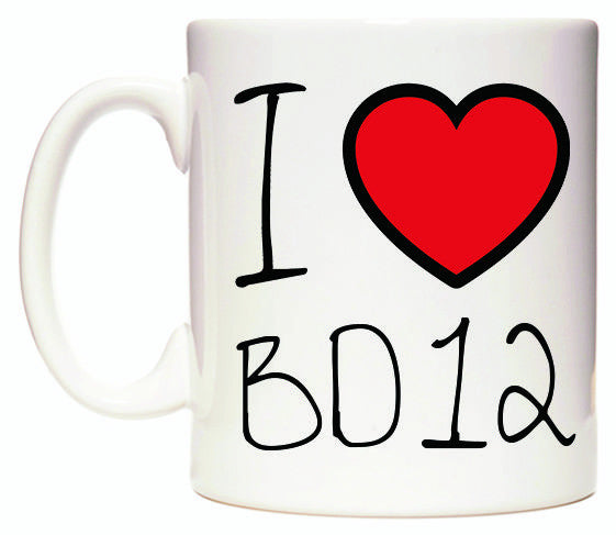 This mug features I Love BD12