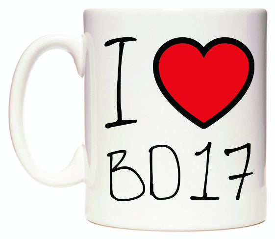 This mug features I Love BD17