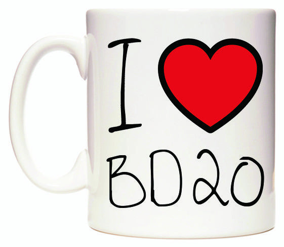This mug features I Love BD20