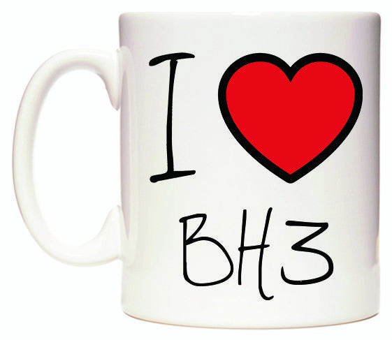 This mug features I Love BH3