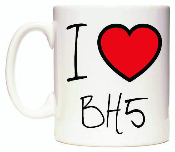 This mug features I Love BH5