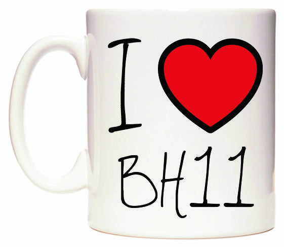 This mug features I Love BH11