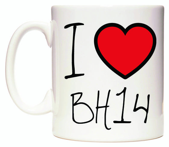This mug features I Love BH14