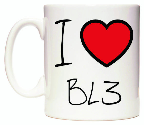 This mug features I Love BL3