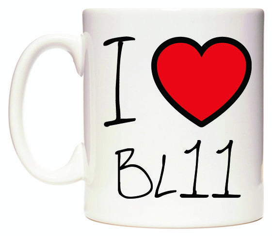 This mug features I Love BL11