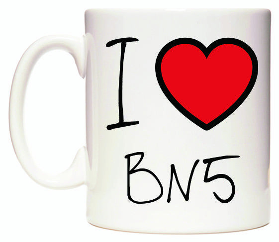 This mug features I Love BN5