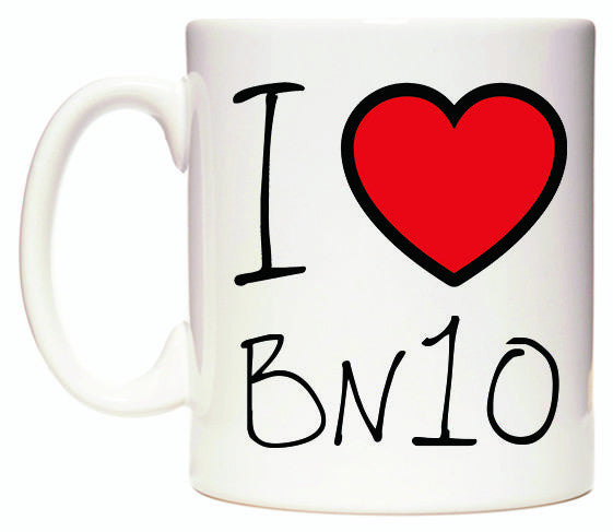 This mug features I Love BN10