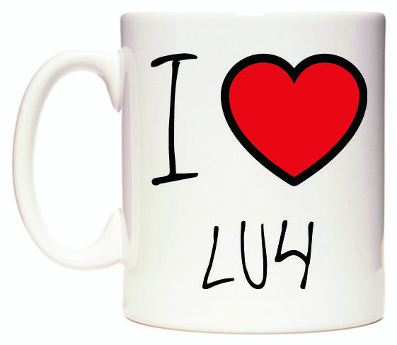 This mug features I Love LU4