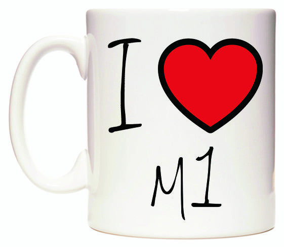 This mug features I Love M1