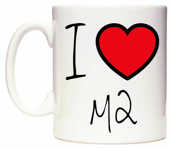 This mug features I Love M2