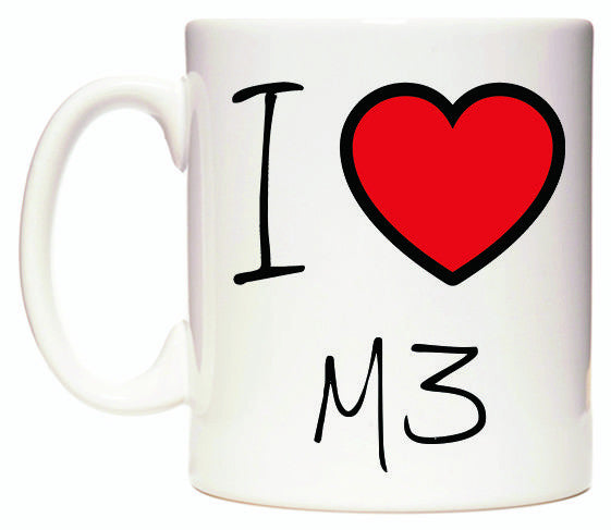 This mug features I Love M3