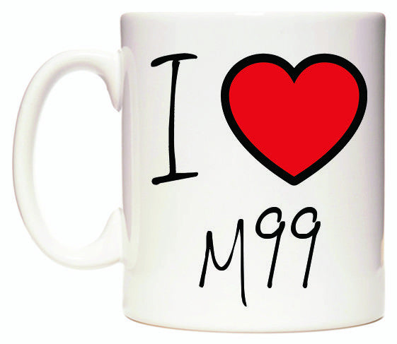 This mug features I Love M99