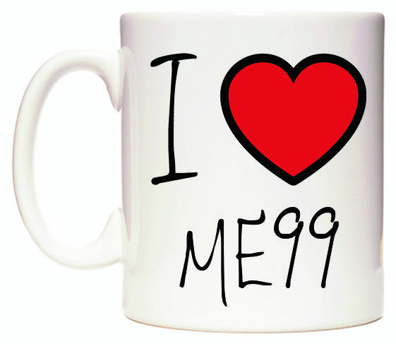 This mug features I Love ME99