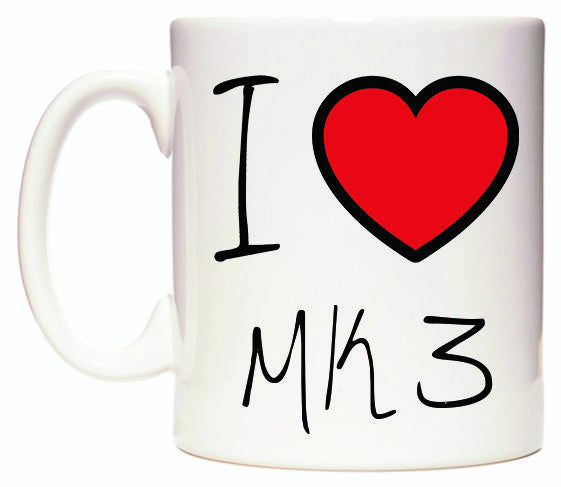 This mug features I Love MK3