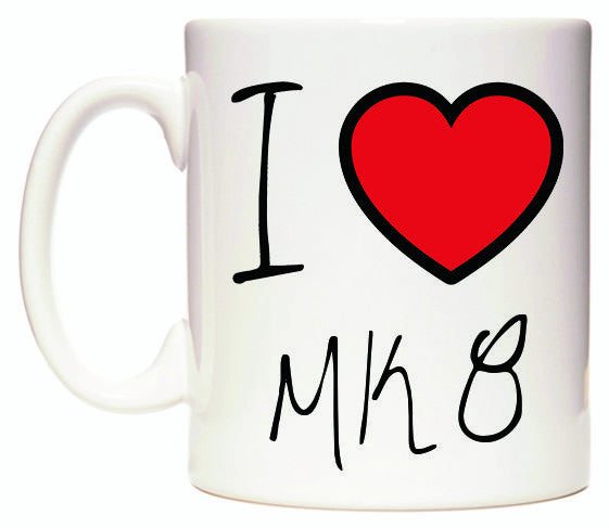 This mug features I Love MK8