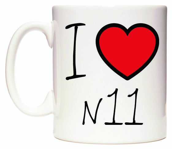 This mug features I Love N11
