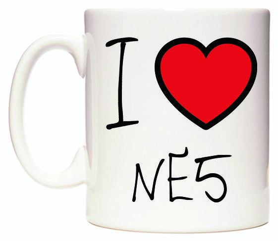 This mug features I Love NE5