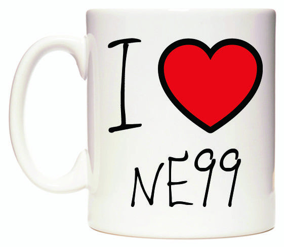 This mug features I Love NE99