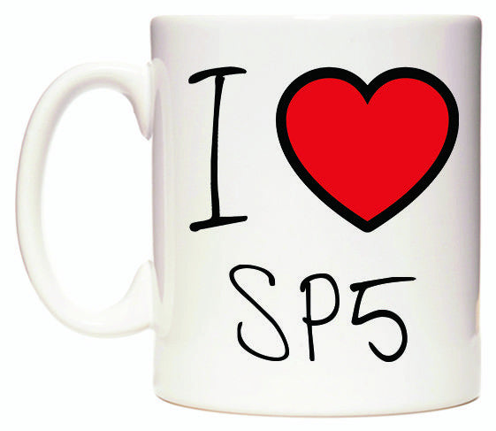 This mug features I Love SP5