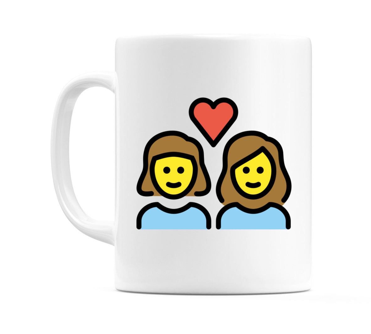 Couple With Heart: Female, Female Emoji Mug