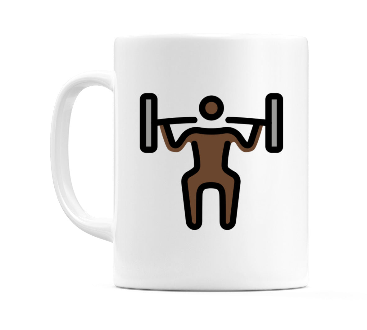 Male Lifting Weights: Dark Skin Tone Emoji Mug
