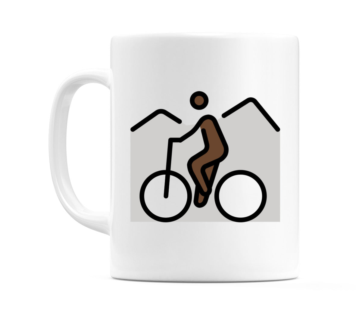 Person Mountain Biking: Dark Skin Tone Emoji Mug