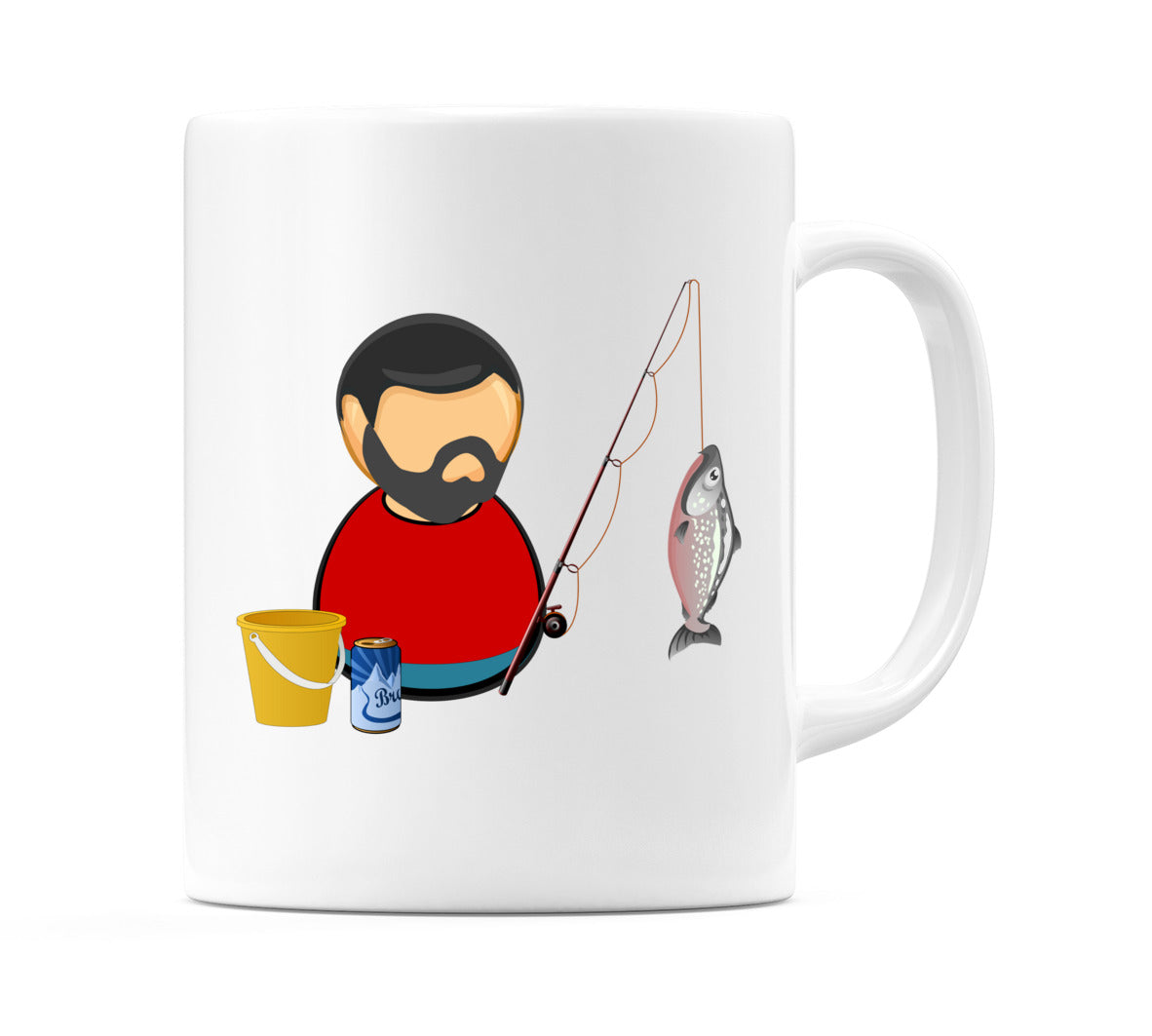 Dad Angler with a Fish & Beer Mug