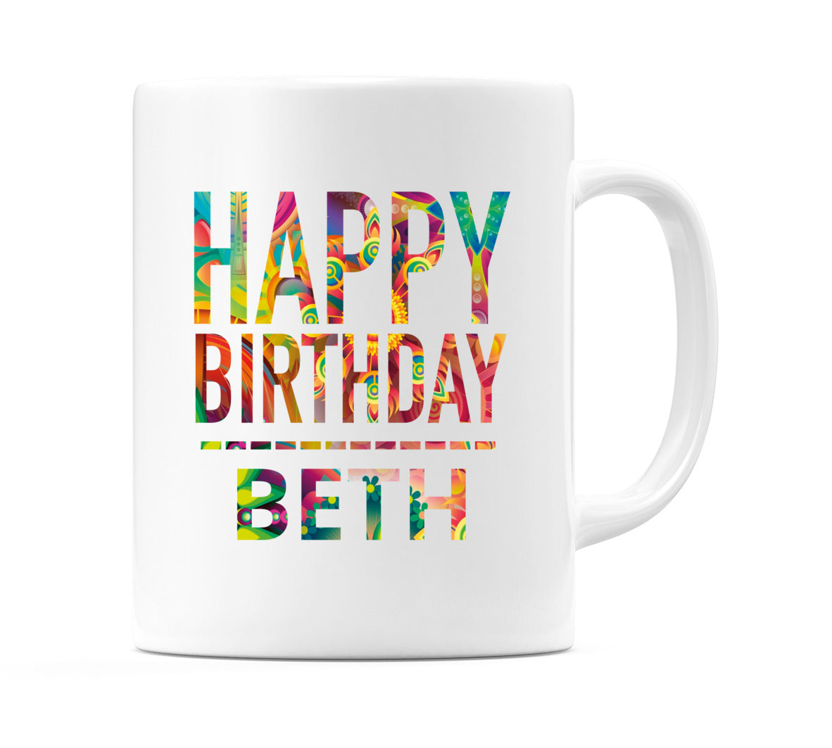 Happy Birthday Beth (Tie Dye Effect) Mug Cup by WeDoMugs