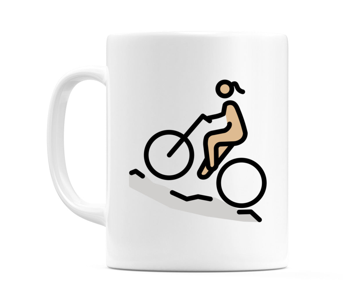 Female Mountain Biking: Medium-Light Skin Tone Emoji Mug