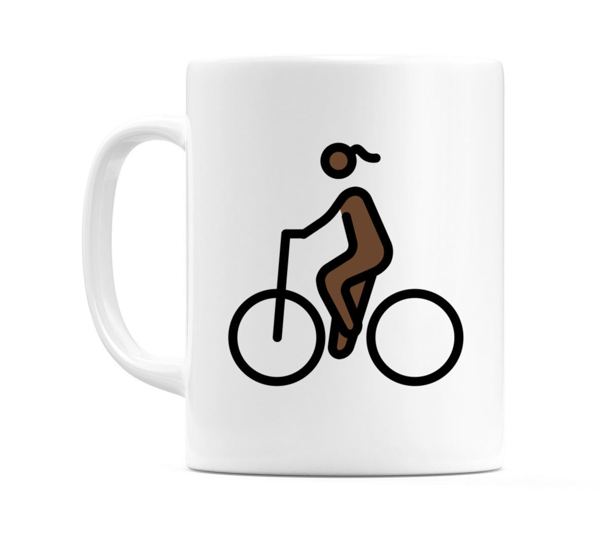 Female Biking: Dark Skin Tone Emoji Mug