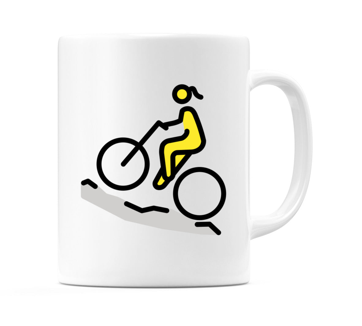 Female Mountain Biking Emoji Mug