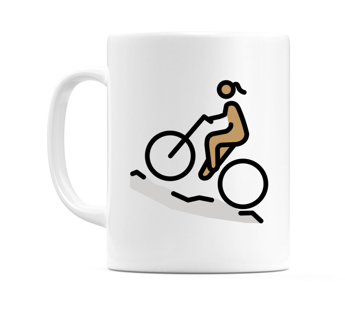 Female Mountain Biking: Medium Skin Tone Emoji Mug